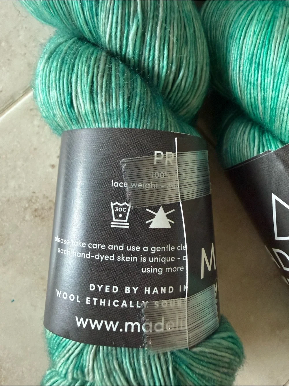 Madelinetosh Hand Dyed Yarn in Teal Green - Hosta Blue